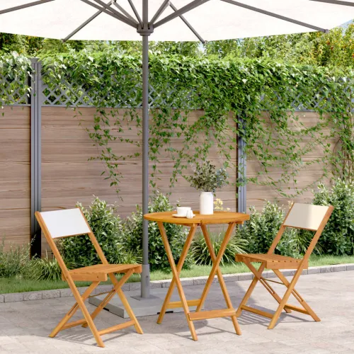 3-dijelni bistro set od tkanine i masivnog drva krem bijelim - Krema 70 x 75 cm Cijena