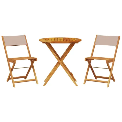 3-dijelni bistro set od tkanine i masivnog drva smeđesivi - Sivo-smeđa 70 x 75 cm 1 Sivo-smeđa Cijena