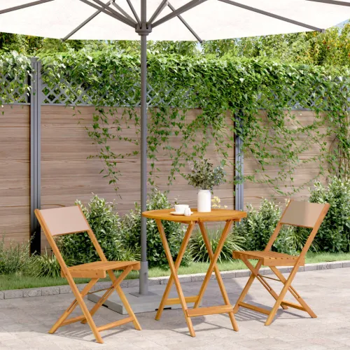 3-dijelni bistro set od tkanine i masivnog drva smeđesivi - Sivo-smeđa 70 x 75 cm 1 Sivo-smeđa Cijena