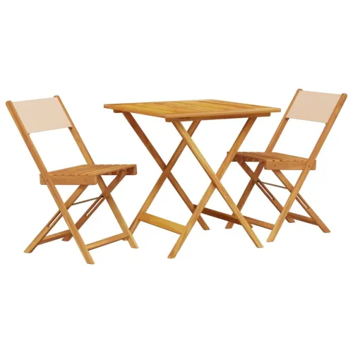 3-dijelni bistro set od tkanine i masivnog drva krem bež - Bež 70 x 70 x 75 cm Cijena