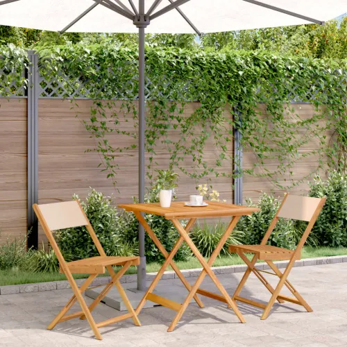 3-dijelni bistro set od tkanine i masivnog drva krem bež - Bež 70 x 70 x 75 cm Cijena