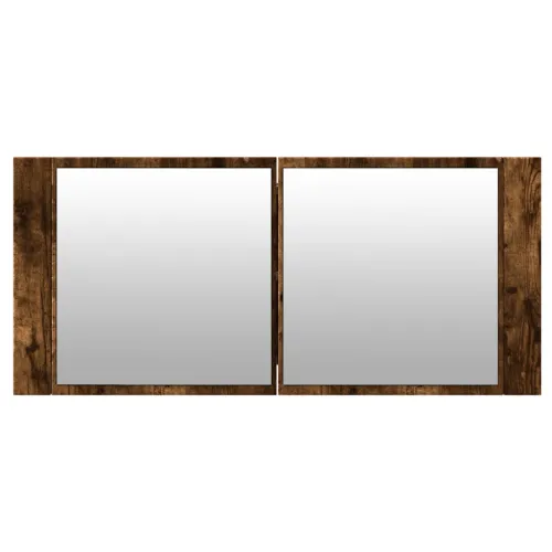LED kupaonski ormarić s ogledalom boja hrasta 100 x 12 x 45 cm - Dimljeni hrast Cijena