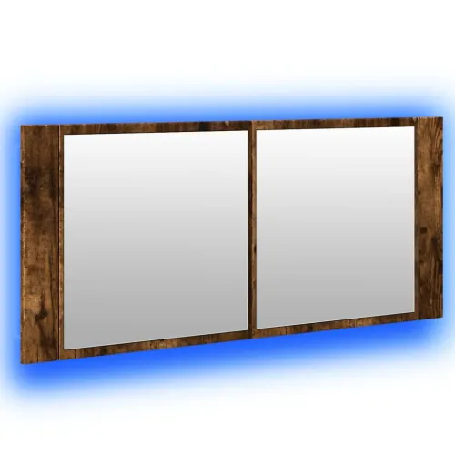 LED kupaonski ormarić s ogledalom boja hrasta 100 x 12 x 45 cm - Dimljeni hrast Cijena