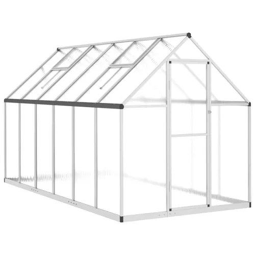 Staklenik s okvirom srebrni 334 x 169 x 195 cm aluminijski - Srebrno 334 x 169 x 195 cm 1 Srebrno Cijena