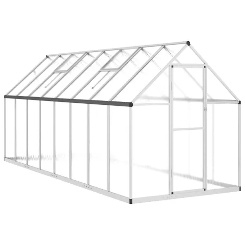 Staklenik s okvirom srebrni 445 x 169 x 195 cm aluminijski - Srebrno 445 x 169 x 195 cm 1 Srebrno Cijena