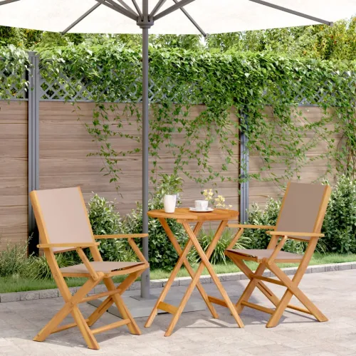 3-dijelni bistro set od tkanine i masivnog drva smeđesivi - Sivo-smeđa 60 x 75 cm 1 Sivo-smeđa Cijena