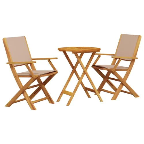 3-dijelni bistro set od tkanine i masivnog drva smeđesivi - Sivo-smeđa 60 x 75 cm 1 Sivo-smeđa Cijena