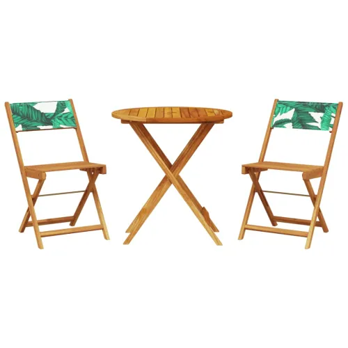 3-dijelni bistro set od tkanine i masivnog drva uzorkom lišća - Uzorak lišća 70 x 75 cm Cijena
