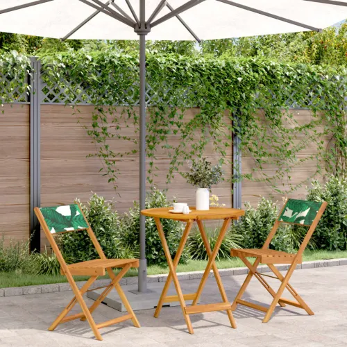 3-dijelni bistro set od tkanine i masivnog drva uzorkom lišća - Uzorak lišća 70 x 75 cm Cijena