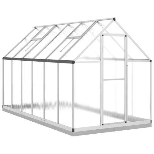 Staklenik s okvirom srebrni 334 x 169 x 202 cm aluminijski - Srebrno 334 x 169 x 202 cm 1 Srebrno Cijena