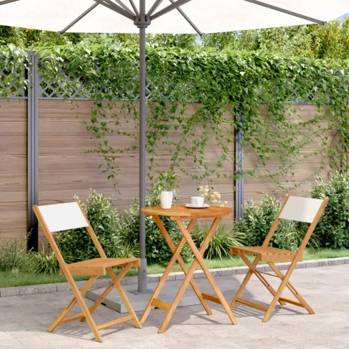 3-dijelni bistro set od tkanine i masivnog drva krem bijelim - Krema 60 x 75 cm Cijena