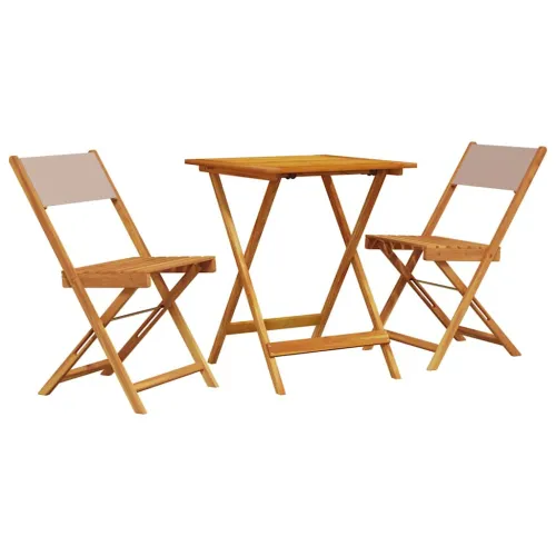 3-dijelni bistro set od tkanine i masivnog drva smeđesivi - Sivo-smeđa 60 x 60 x 75 cm 1 Sivo-smeđa Cijena