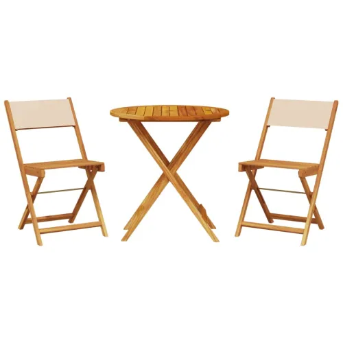 3-dijelni bistro set od tkanine i masivnog drva krem bež - Bež 70 x 75 cm Cijena
