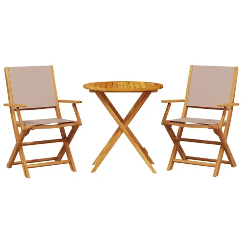 3-dijelni bistro set od tkanine i masivnog drva smeđesivi - Sivo-smeđa 70 x 75 cm 1 Sivo-smeđa Cijena