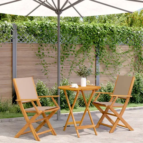 3-dijelni bistro set od tkanine i masivnog drva smeđesivi - Sivo-smeđa 70 x 75 cm 1 Sivo-smeđa Cijena