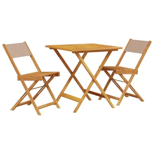 3-dijelni bistro set od tkanine i masivnog drva smeđesivi - Sivo-smeđa 70 x 70 x 75 cm 1 Sivo-smeđa Cijena