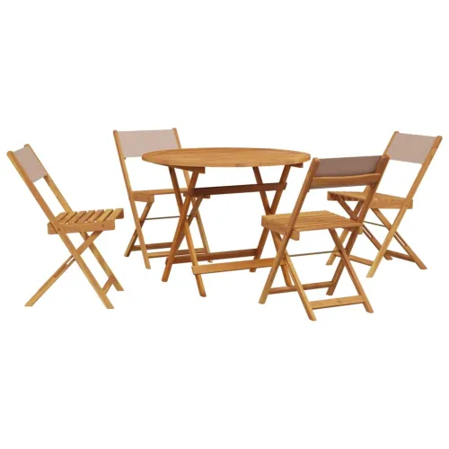 Vrtna garnitura - 5-dijelni vrtni blagovaonski set smeđesiva od tkanine i drva - Sivo-smeđa 90 x 75 cm Cijena