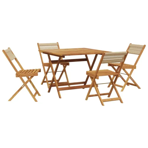 Vrtna garnitura - 5-dijelni vrtni blagovaonski set bež polipropilen i drva - Bež 90 x 90 x 75 cm Cijena