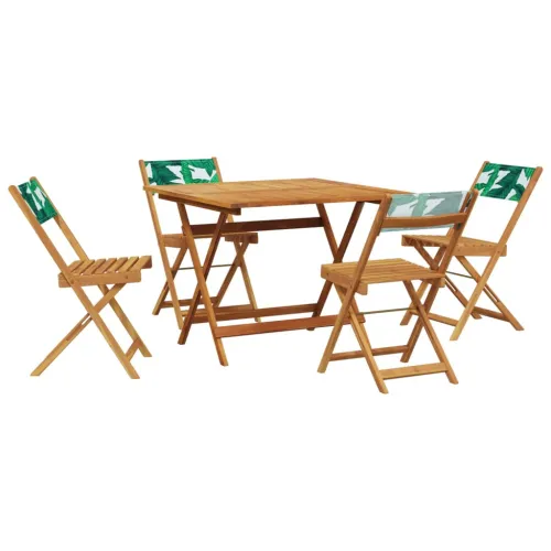 Vrtna garnitura - 5-dijelni vrtni blagovaonski set uzorkom lišća tkanine i drva - Uzorak lišća 90 x 90 x 75 cm Cijena