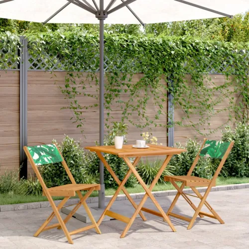 3-dijelni bistro set od tkanine i masivnog drva uzorkom lišća - Uzorak lišća 70 x 70 x 75 cm 1 Uzorak lišća Cijena
