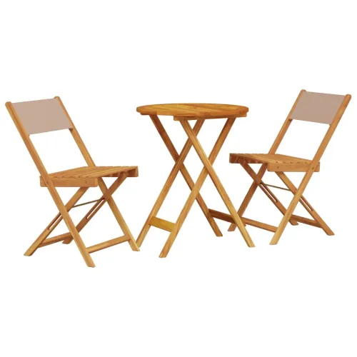 3-dijelni bistro set od tkanine i masivnog drva smeđesivi - Sivo-smeđa 60 x 75 cm 1 Sivo-smeđa Cijena