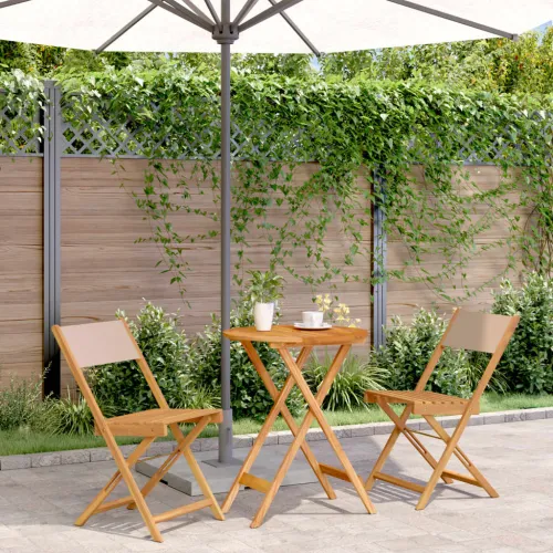 3-dijelni bistro set od tkanine i masivnog drva smeđesivi - Sivo-smeđa 60 x 75 cm 1 Sivo-smeđa Cijena