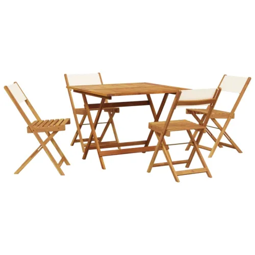 Vrtna garnitura - 5-dijelni vrtni blagovaonski set krem bijela od tkanine i drva - Krema 90 x 90 x 75 cm Cijena