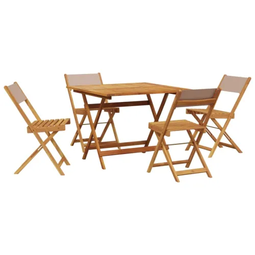 Vrtna garnitura - 5-dijelni vrtni blagovaonski set smeđesiva od tkanine i drva - Sivo-smeđa 90 x 90 x 75 cm Cijena