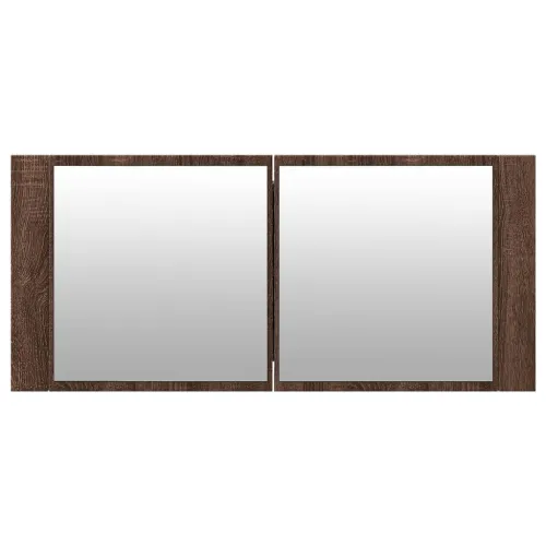 LED kupaonski ormarić s ogledalom smeđa boja hrasta 100x12x45cm - Smeđi hrast Cijena