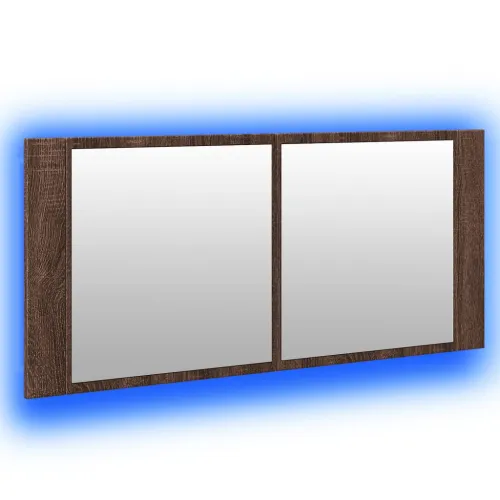 LED kupaonski ormarić s ogledalom smeđa boja hrasta 100x12x45cm - Smeđi hrast Cijena