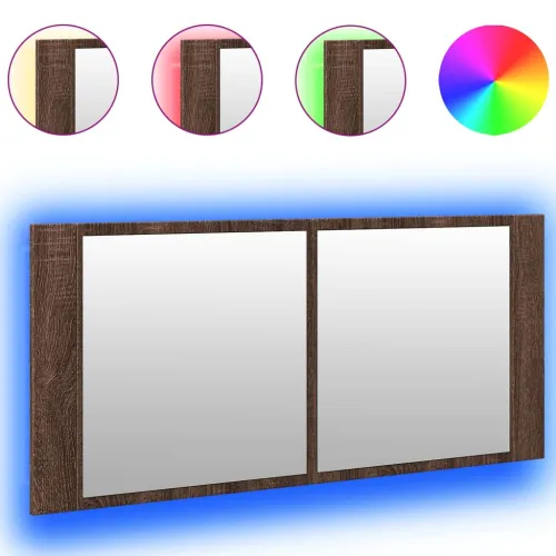 LED kupaonski ormarić s ogledalom smeđa boja hrasta 100x12x45cm - Smeđi hrast Cijena