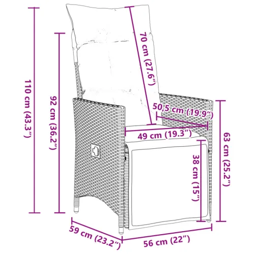 Vrtna garnitura - 5-dijelni vrtni blagovaonski set od poliratana s jastucima bež - 90 x 90 x 75 cm 4 Sa naslonom za noge Cijena