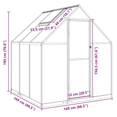 Staklenik s okvirom antracit 169 x 169 x 195 cm aluminijski - Antracit 169 x 169 x 195 cm Cijena