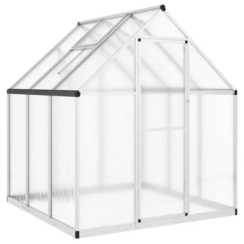 Staklenik s okvirom srebrni 169 x 169 x 195 cm aluminijski - Srebrno 169 x 169 x 195 cm 1 Srebrno Cijena