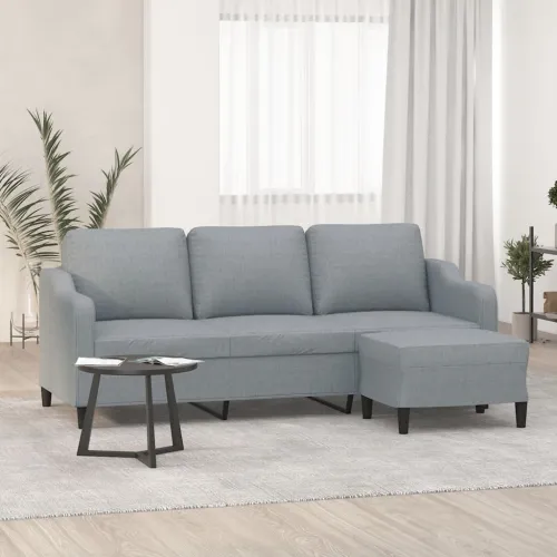 Trosjed s tabureom svjetlosivi 180 cm od tkanine - Svjetlosiva Cijena