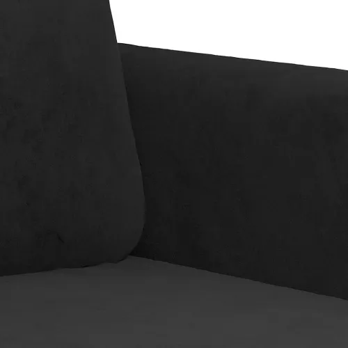 3-dijelni set sofa crni baršunasti - Crna 1 s jastučićima i tabureom Cijena