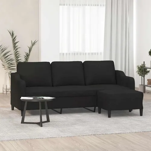 Trosjed s tabureom crni 180 cm od tkanine - Crna Cijena