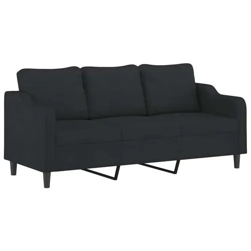 Trosjed s tabureom crni 180 cm od tkanine - Crna Cijena