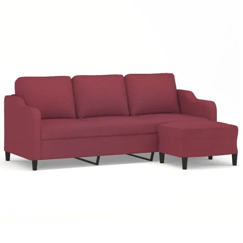 Trosjed s tabureom crvena boja vina 180 cm od tkanine - Boja crnog vina Cijena