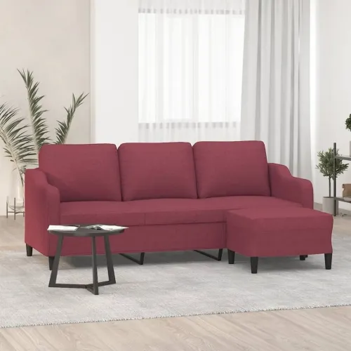 Trosjed s tabureom crvena boja vina 180 cm od tkanine - Boja crnog vina Cijena