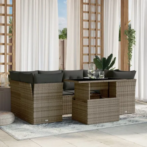 Vrtna garnitura - 7-dijelni set vrtnih sofa sivi od poliratana - Siva 7 Cijena