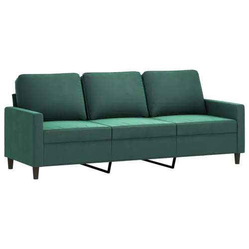 3-dijelni set sofa s jastucima tamnozeleni baršunasti - Tamnozelena Sa naslonom za noge Cijena