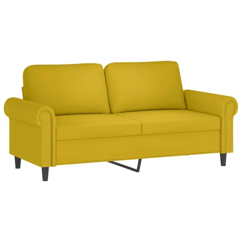 3-dijelni set sofa s jastucima žuti baršunasti - Žuta 1 S osloncem za noge Cijena