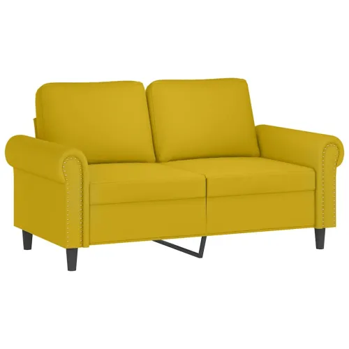 3-dijelni set sofa s jastucima žuti baršunasti - Žuta 1 S osloncem za noge Cijena