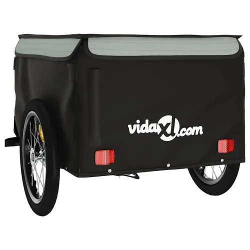Prikolica za bicikl crno-siva 45 kg željezna - Siva 124 x 62.5 x 52 cm Cijena