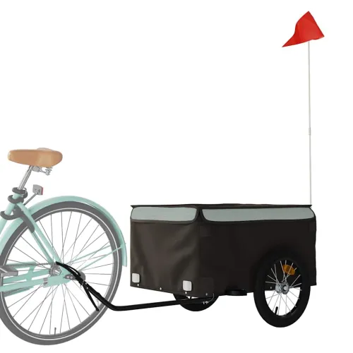 Prikolica za bicikl crno-siva 45 kg željezna - Siva 124 x 62.5 x 52 cm Cijena