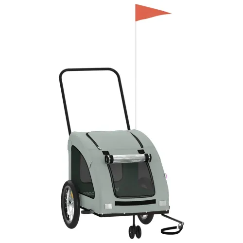 Prikolica za bicikl za ljubimce siva od tkanine i željeza - Siva 63.5 x 124.5 x 66 cm Cijena
