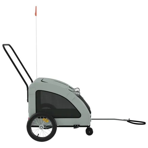 Prikolica za bicikl za ljubimce siva od tkanine i željeza - Siva 63.5 x 124.5 x 66 cm Cijena