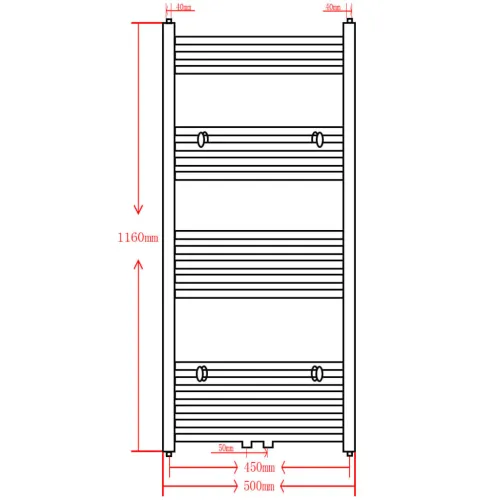 Crni kupaonski radijator za centralno grijanje ravni 500 x 1160 mm - Crna 500 x 1160 mm Ravni Cijena