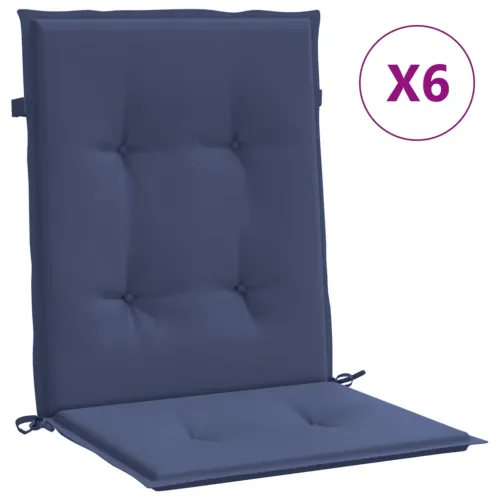 Jastuci za stolice s niskim naslonom 6 kom modri od tkanine - Modra 100 x 50 x 4 cm 6 Cijena